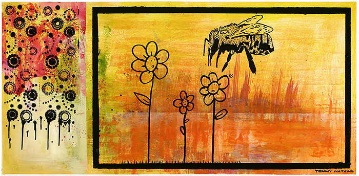 tommy watkins-pollinated better to have loved series-lattice  oil paint  mixed media on wood-24x48 in-2010.jpg