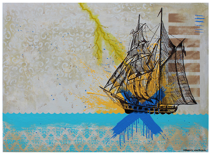 tommy watkins-the french corsair-lattice paint  mixed media on wood-36x48 in-2010.jpg